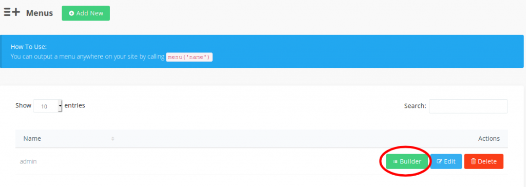 laravel admin voyager menu builder