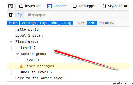 javascript console group