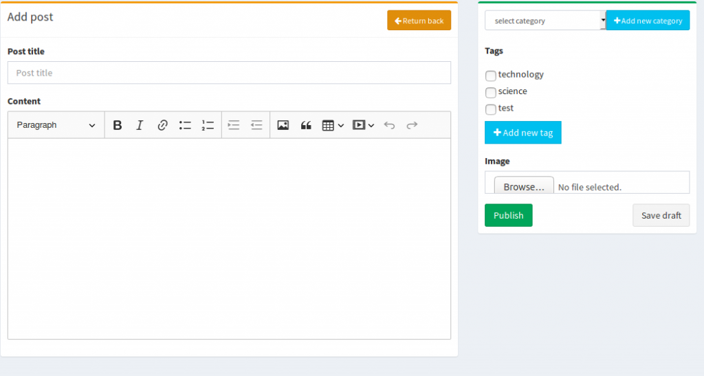 React Laravel blog - post form