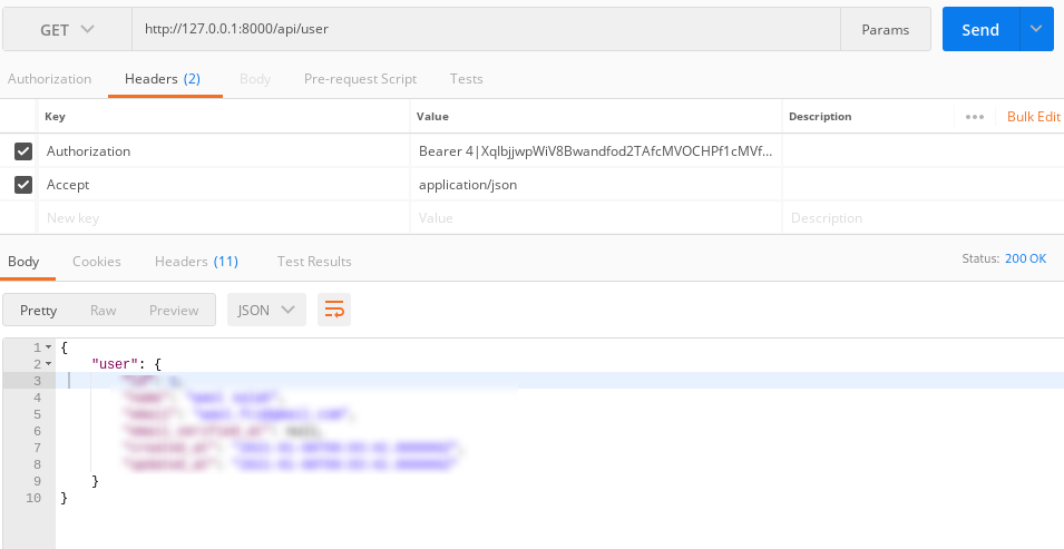 Laravel 8 Sanctum Authentication For Mobile APIS - user data