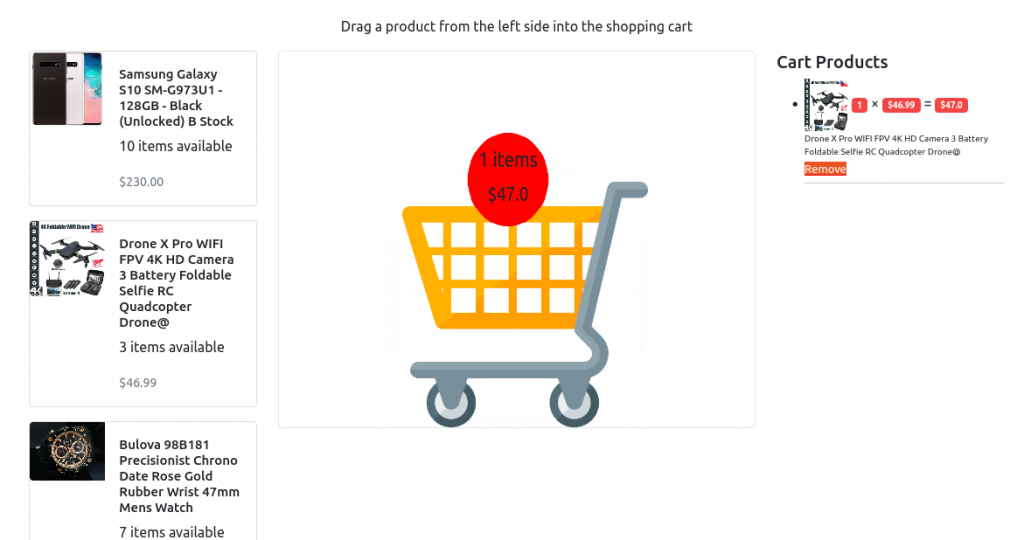 Drag and Drop In Javascript - Draggable Shopping Cart
